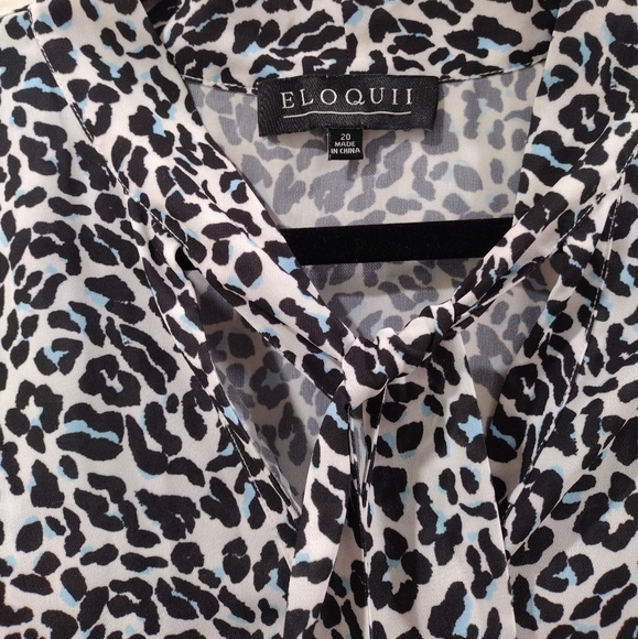 Eloquii Printed Tie Neck Blouse Size 20 - Picture 4 of 6